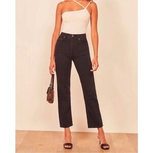 Reformation‎ High Rise Crop Mini Boot Stretch Jeans Black Erie 28